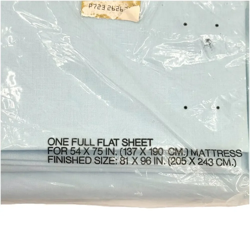 Vintage Percale Full Flat JCPenneys Pale Blue Sheet 50/50 Cotton Polyester